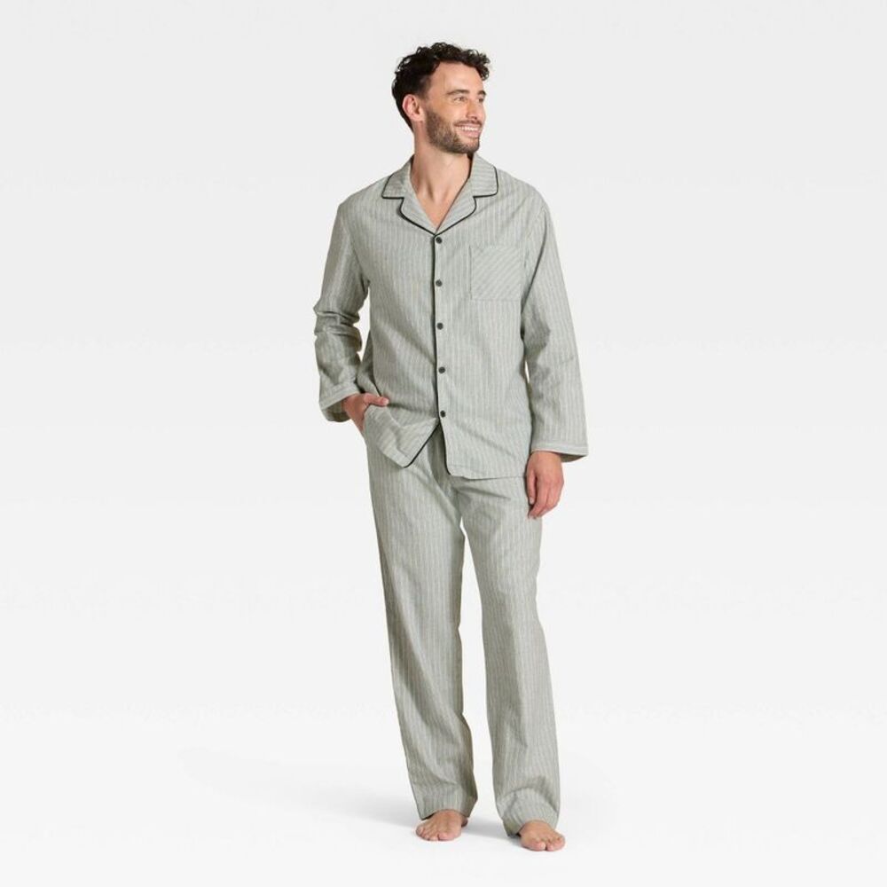 Men's Flannel Pajama Set - Goodfellow & Co Black Stripe S